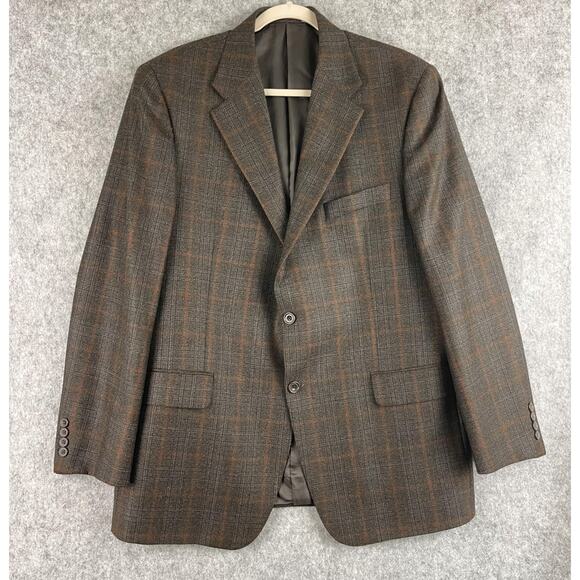 Hickey Freeman Other - Hickey Freeman Wool Blazer Sport Coat Mens 44R Brown Windowpane Plaid 2 Button